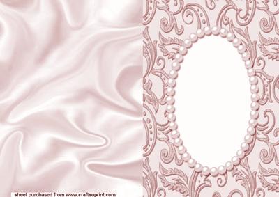 Rose Pink with Pearl Frame & Flourishes A5 Card