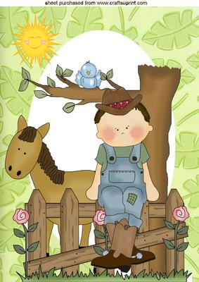 Gardener with Cute Animals in the Spring A4 Topper