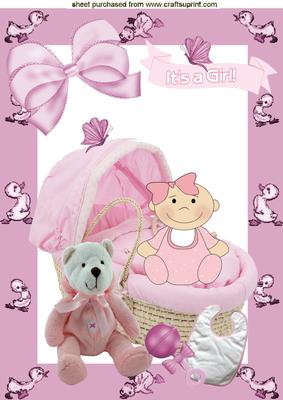 Little Baby Girl with Pink Crib A4 Topper
