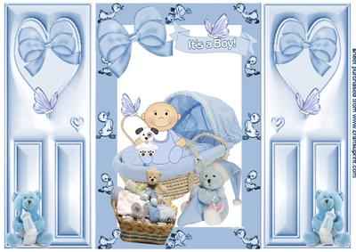 Little Baby Boy with Blue Crib, Gatefold