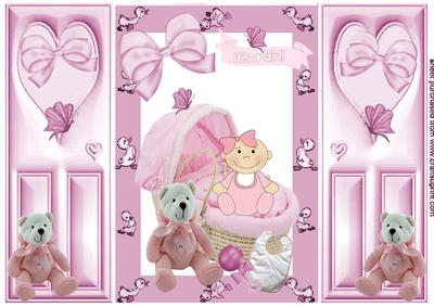 Little Baby Girl and Pink Crib, Gatefold