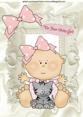 For Your Baby Girl with Kitten A4 Topper