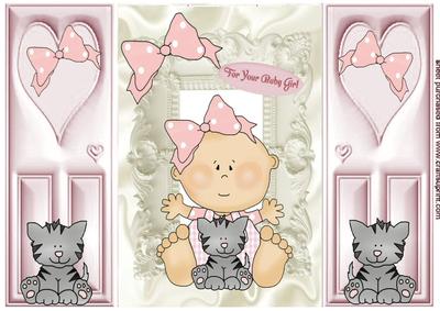 For Your Baby Girl, with Kitten , Gatefold