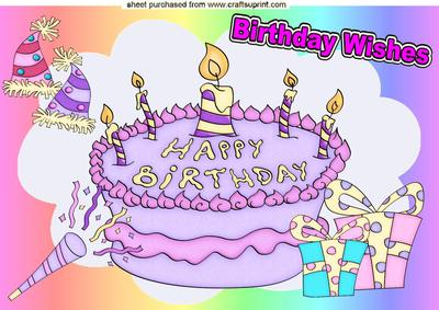 Birthday Wishes to You! with Lovely Big Cake, A4 Topper
