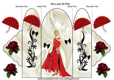 Elegant Lady in Red Dress, Trifold