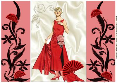 Elegant Lady in Red Dress, Gatefold