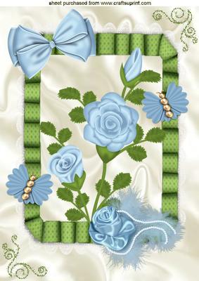 Pretty Blue Flower and Butterflies, A4 Topper