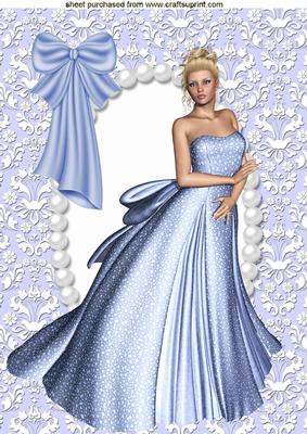 Pretty Lady in Silve/blue Gown A4 Topper