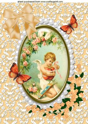 Sweet Little Cherub with Butterflies A4 Topper
