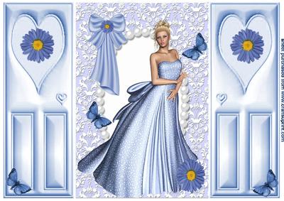 Pretty Lady in Silver Blue Gown, Gatefold