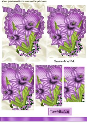 Purple Daffodils on a Purple Lace Heart, Pyramids