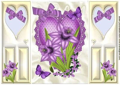 Purple Daffodils on a Purple Lace Heart, Gatefold