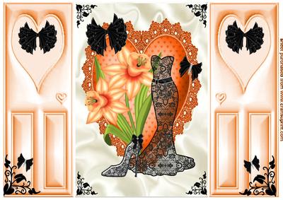 Black Lace Dress , with Orange Daffodils, Gatefold