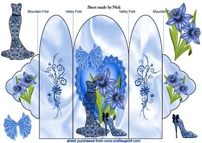 Blue Lace Dress, with Blue Daffodils Trifold
