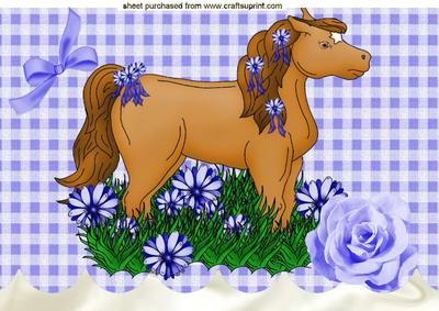 Pretty Horse with Blue Rose, A4 Topper