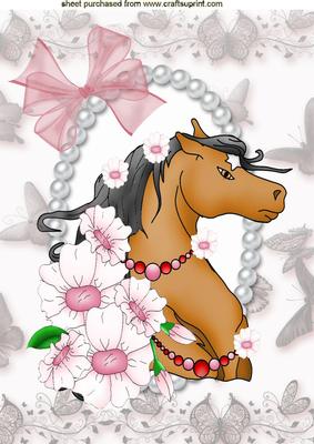 Beautiful Horse with Flowers, A4 Topper