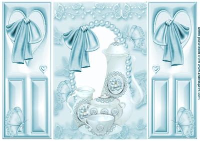 Pretty in Blue China Teaset, Gatefold