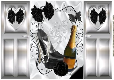 Black Shoe & Champagne, Ladies Accessories, Gatefold