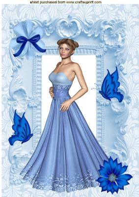 Pretty Lady in Blue Gown, A4 Topper