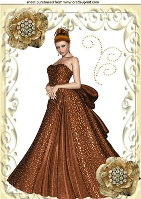 Elegant Lady in Ornate Frame, A4 Topper