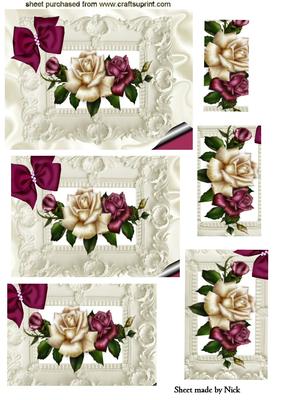 Beautiful Roses in Ornate Frame, Pyramids