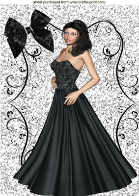 Elegant Lady with Black Gown, A4 Topper