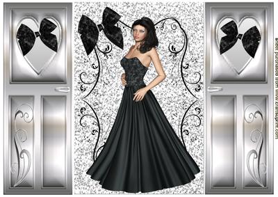 Elegant Lady in Black Gown, Gatefold