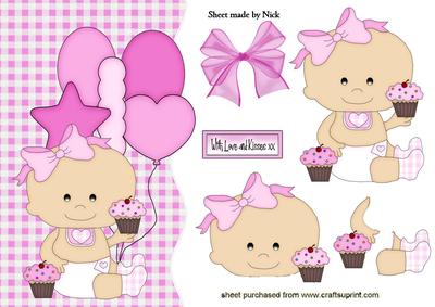 Baby Girl with Yummy Cup Cake Wavy Edge