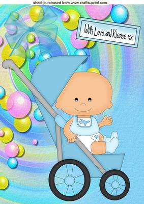 Baby Boy in a Push Chair, A4 Topper