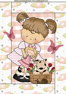 Little Girl in Flower Frame, A4 Topper