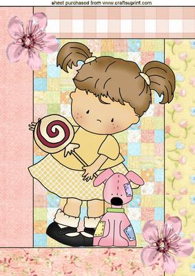 Little Girl in Patchwork Frame, A4 Topper
