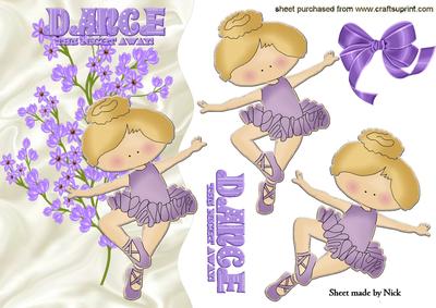 Little Ballerina in Purple Dress, Wavy Edge