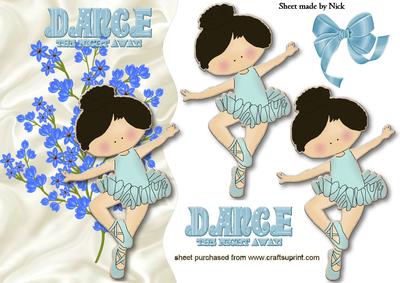 Little Ballerina in Blue Dress, Wavy Edge