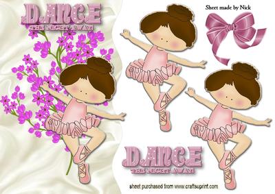 Little Ballerina in Pink Dress Wavy Edge