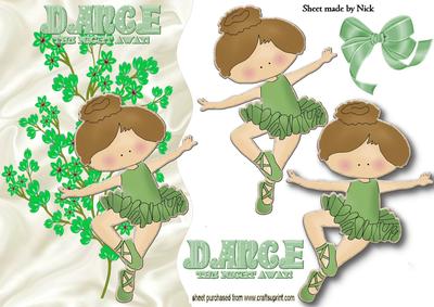 Little Ballerina in Green Dress, Wavy Edge