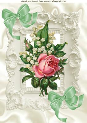 Pink Rose with Lily of the Valley, A4 Topper