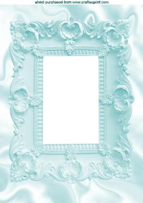 Ornate Frame in Turquiose on Satin Background, A4 Topper