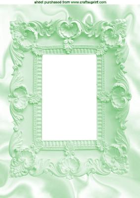Ornate Frame in Mint Green on Satin Background A4 Topper