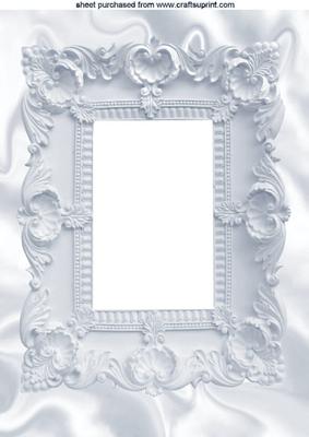 Ornate Frame in Silver on Satin Background A4 Topper