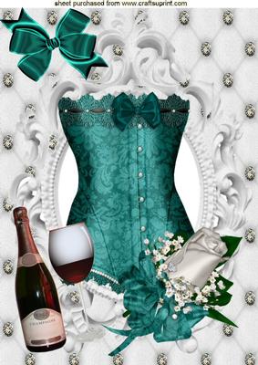 Pretty Aqua Basque & Rose, A4 Topper