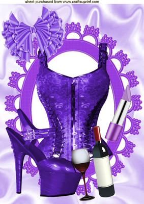 Gorgeous Purple Basque, & Champagne, A4 Topper