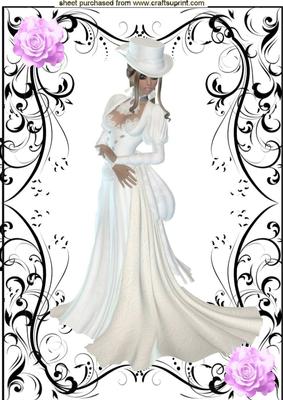 Pretty Victorian Lady in White Dress A4 Topper