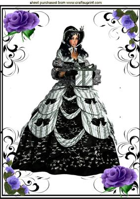 Pretty Vintage Lady in Bonnet, A4 Topper