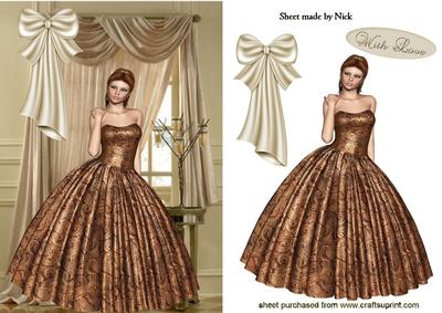Elegant Lady in Ball Gown, with Drapes