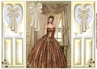 Elegant Lady in Ballgown, with Drapes, Gatefold