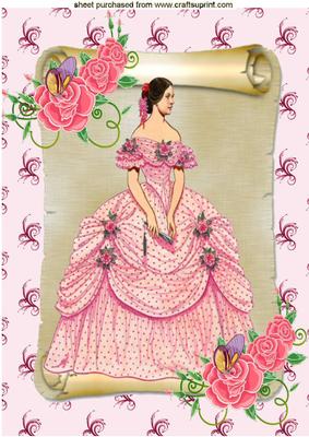 Victorian Lady with Roses,a4 Topper