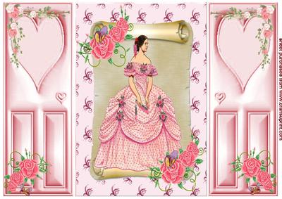 Victorian Lady with Roses, Gatefold