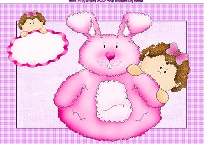 Cutie Little Girl, with Roly Bunny, A4 Topper