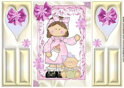 Mum & Baby in Pink Frame, Gatefold