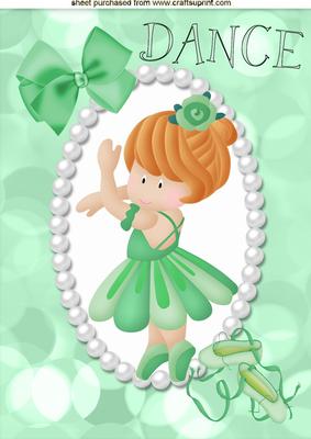 Little Dancing Ballerina in Green, A4 Topper